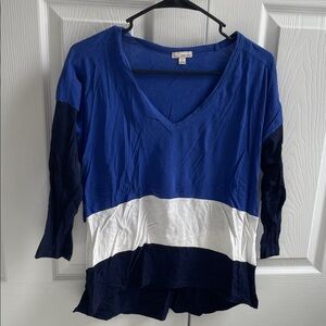 GAP Colorblock Blue and White Long Sleeve Tee